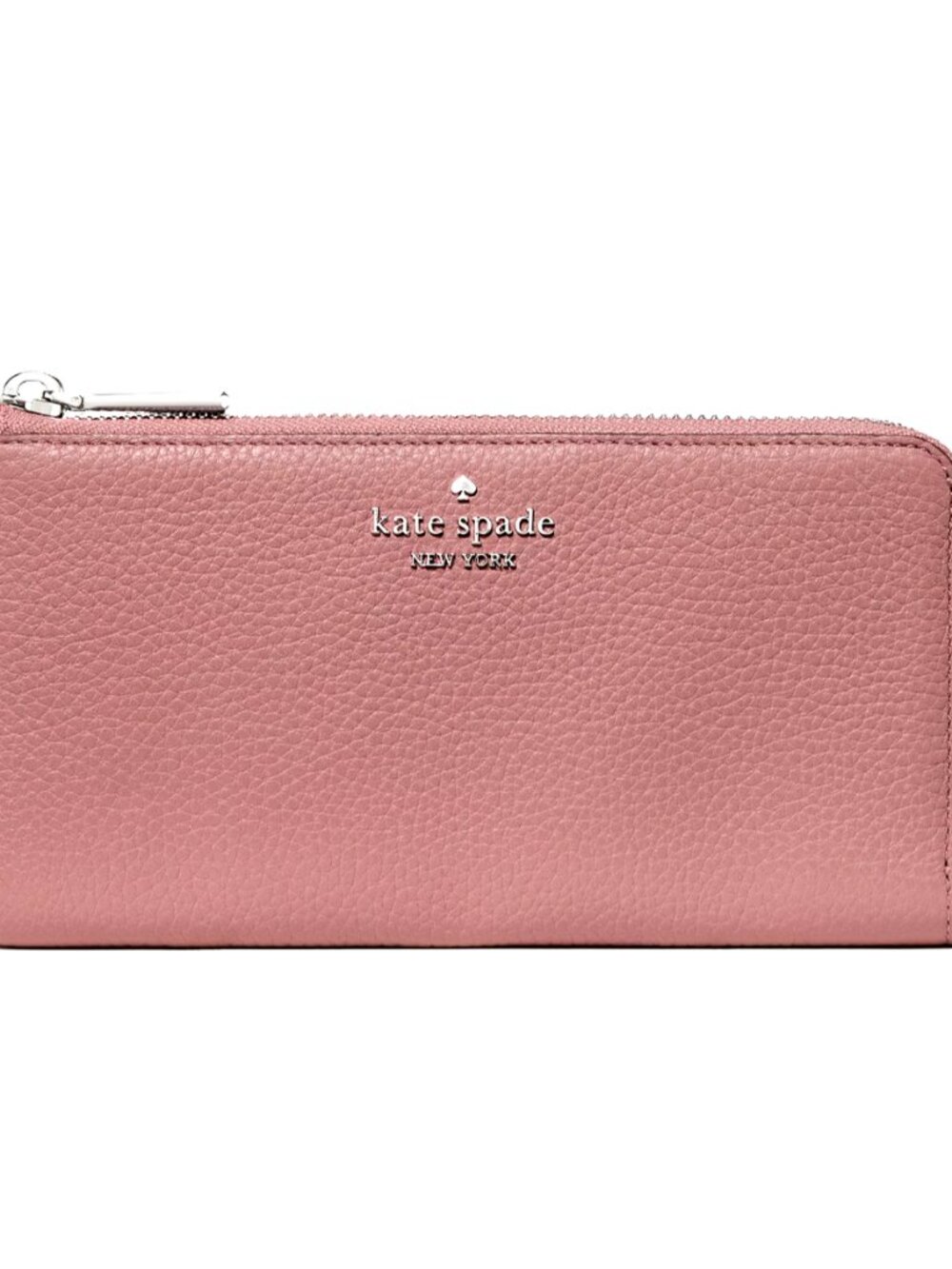 New Kate Spade Large Slim L-zip Wallet Pebble Leather Dusk Rose